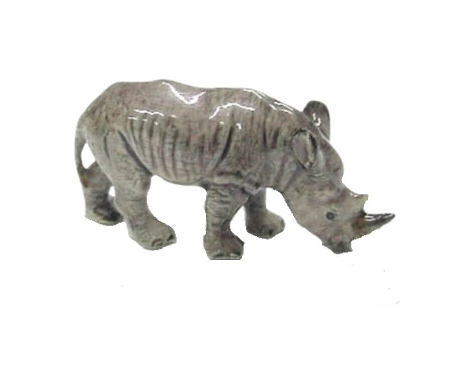 Hand-Painted Miniature White Porcelain Rhinoceros 27732