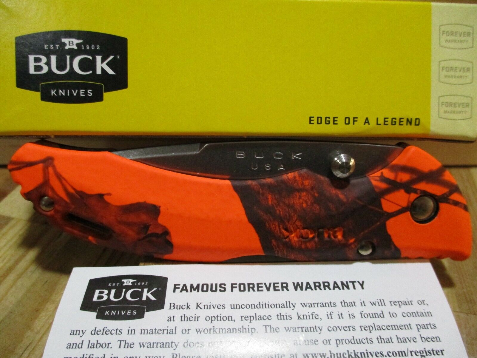 NIB Buck USA Bantam Mossy Oak Blaze 285 Folding Pocket Knife -3895-Free Shipping