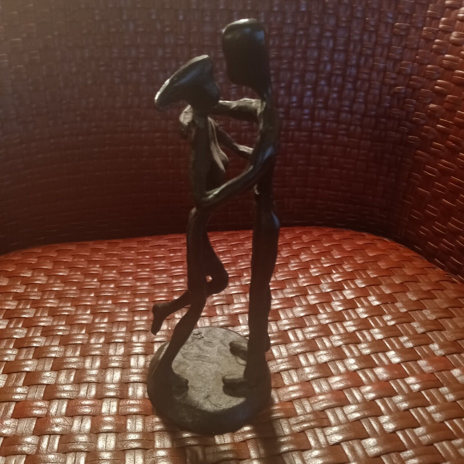 Vintage Bronze Ballroom Dancing Couple Sculpture 8.5” Brutilist
