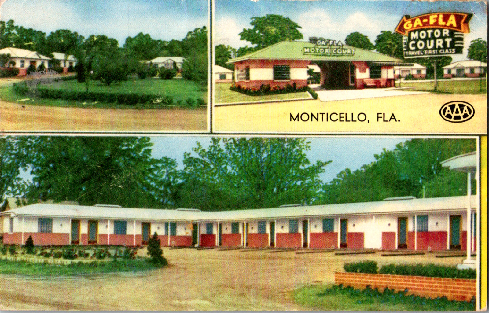 Vintage C. 1958 Georgia Florida Motor Court Motel Monticello Florida FL Postcard