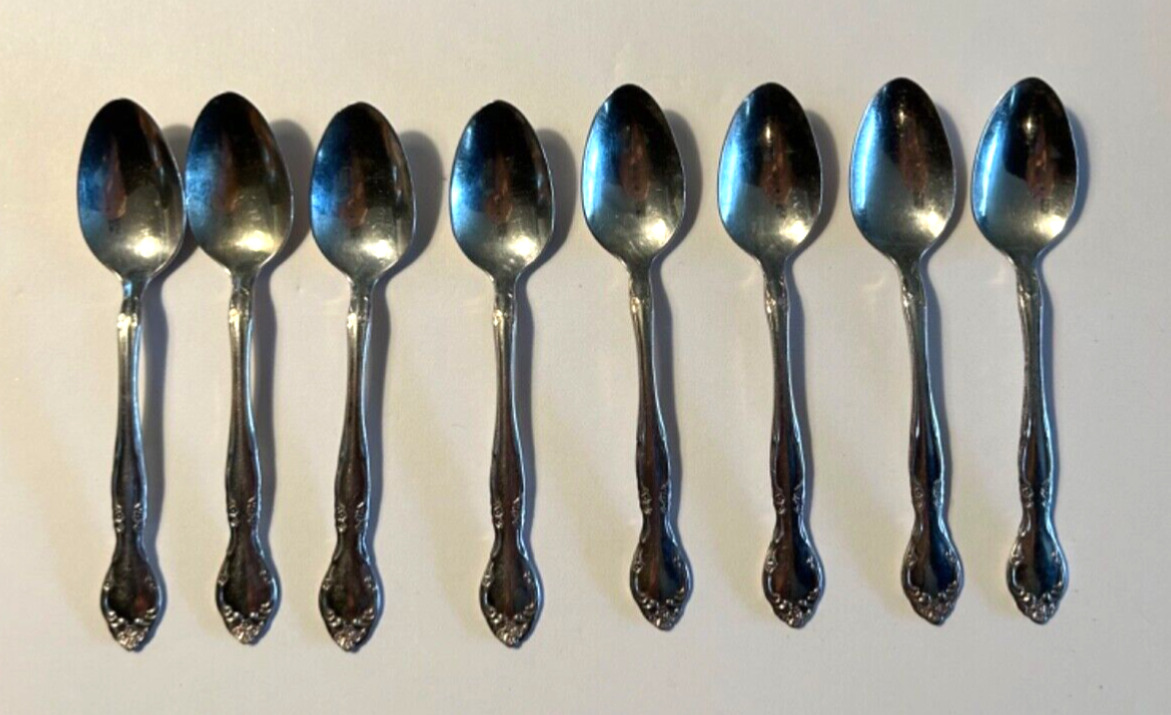 Set of 8 ONEIDA Community Affection EPNS Silver Plate Spoons Demitasse 4.5”