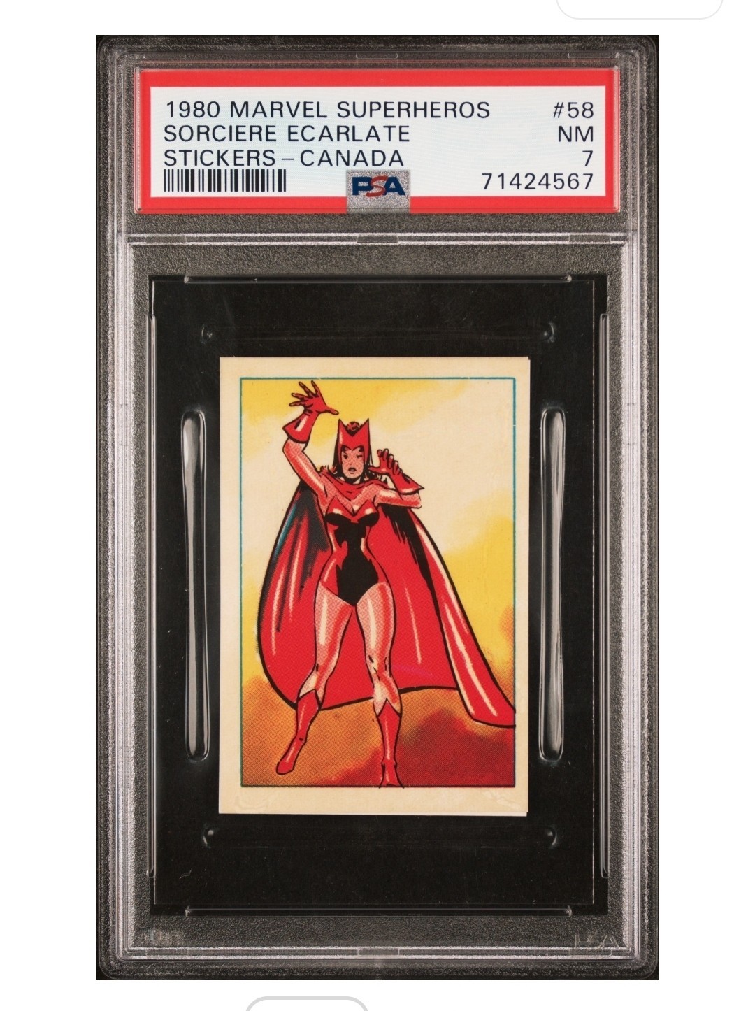1980 Marvel Scarlet Witch #58 French Canadian Stickers PSA 7 (Pop 1, Only 1 H) 