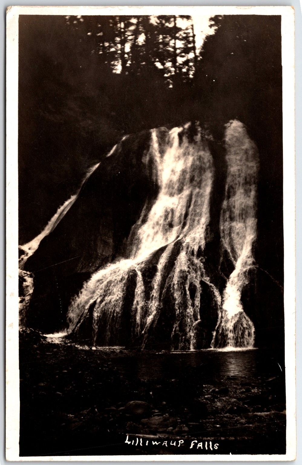 Lilliwaup Falls Washington RPPC Postcard WA Waterfall WEIRD RARE Creepy Scary