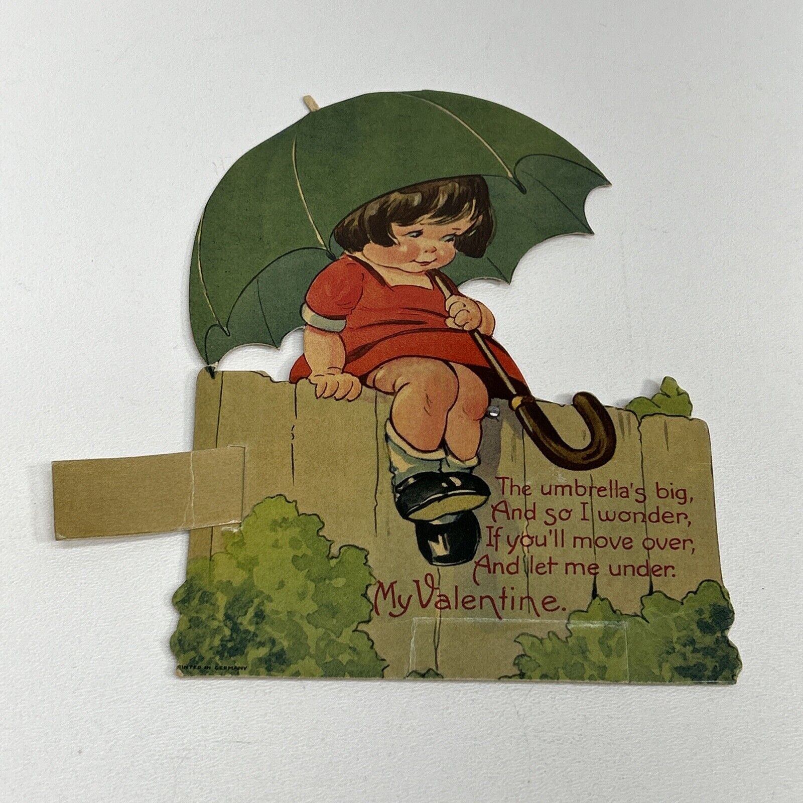 Vintage Two Pivot Mechanical Valentine\'s Day Card, The Umbrella’s Big