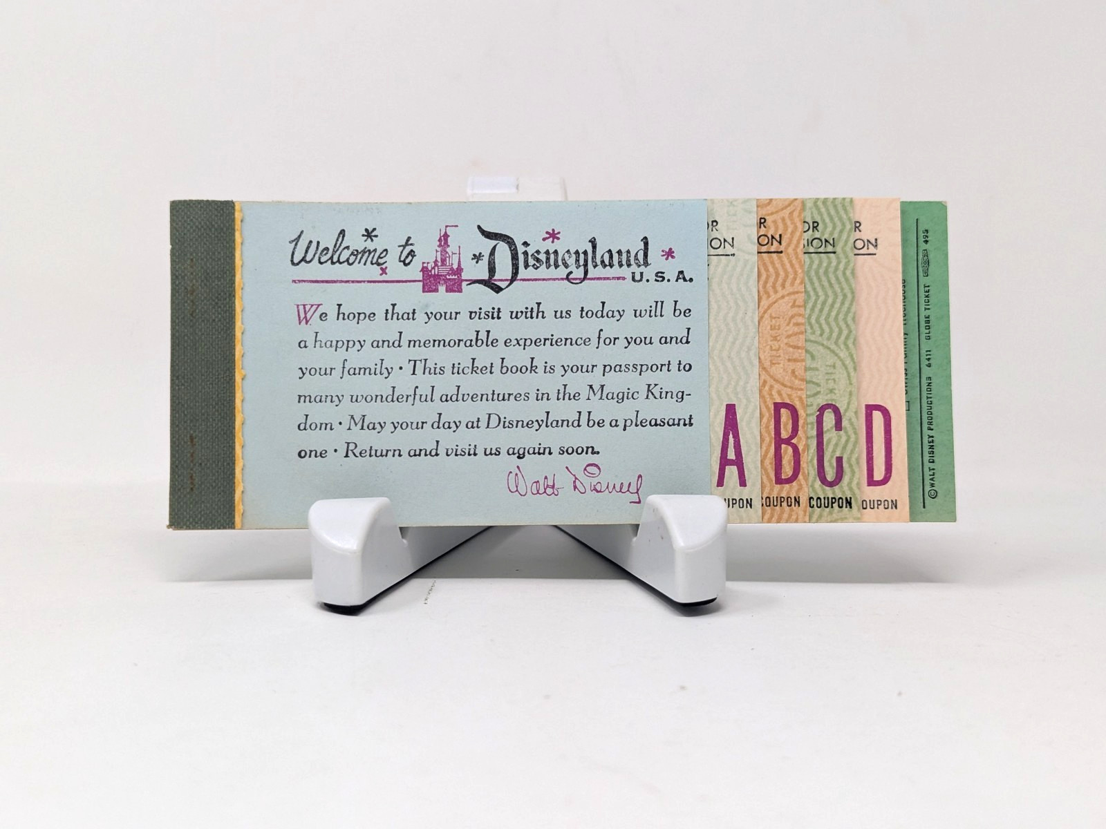 Disneyland Child Ticket Coupon Book Booklet 1960s Walt Disney Vintage A B C D