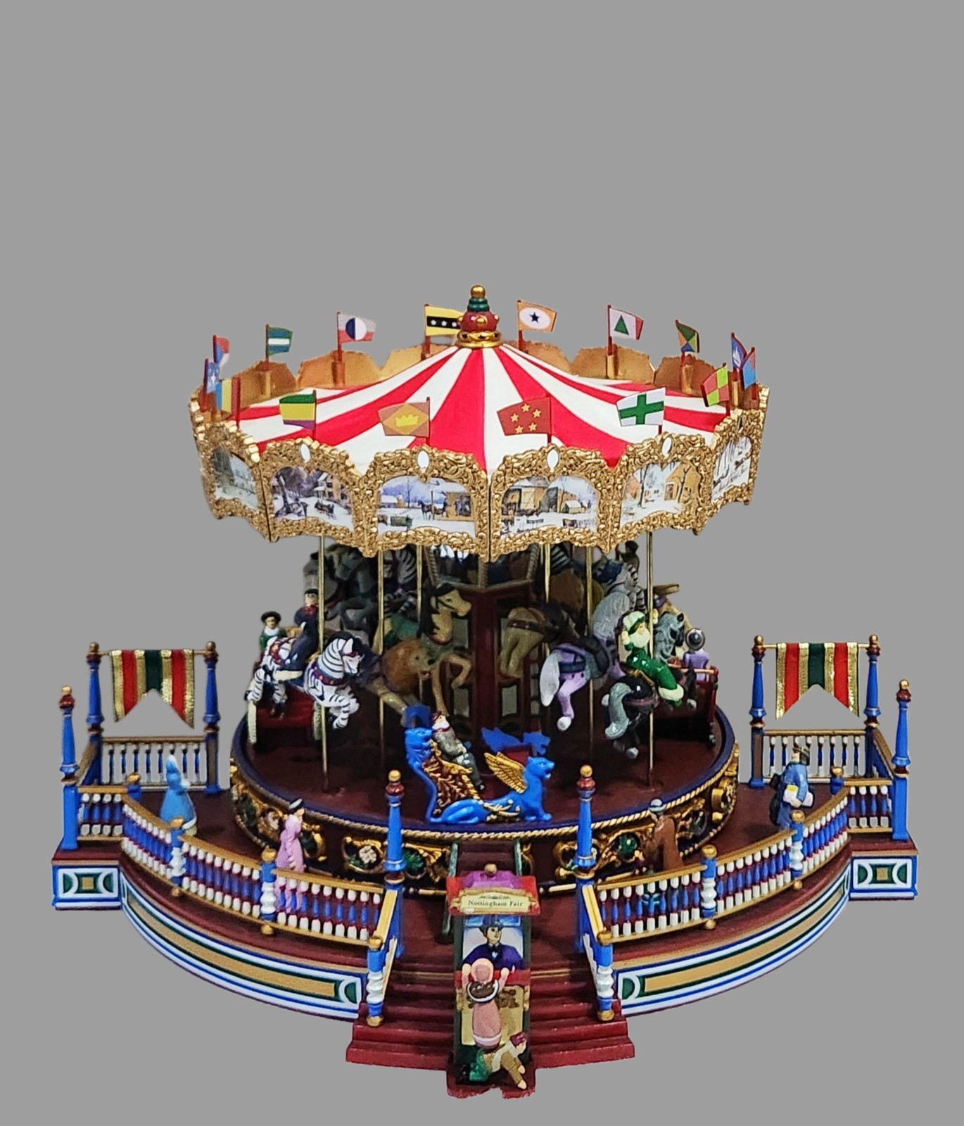 Vintage Mr. Christmas Nottingham Fair Roundabout Animated Musical Carousel-MINT