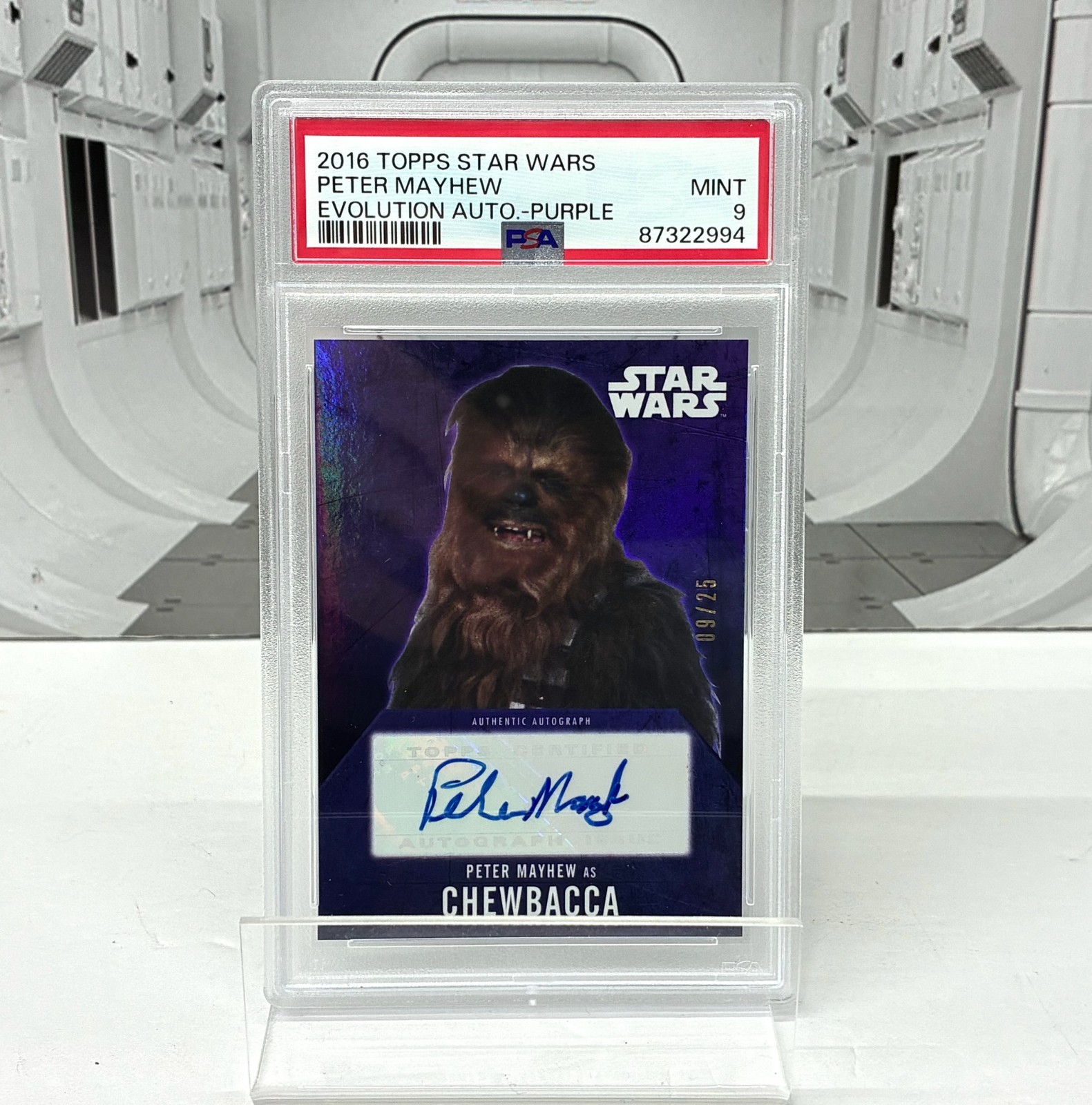 2016 Star Wars Evolution Peter Mayhew Chewbacca Autograph 09/25 PSA 9 POP 1
