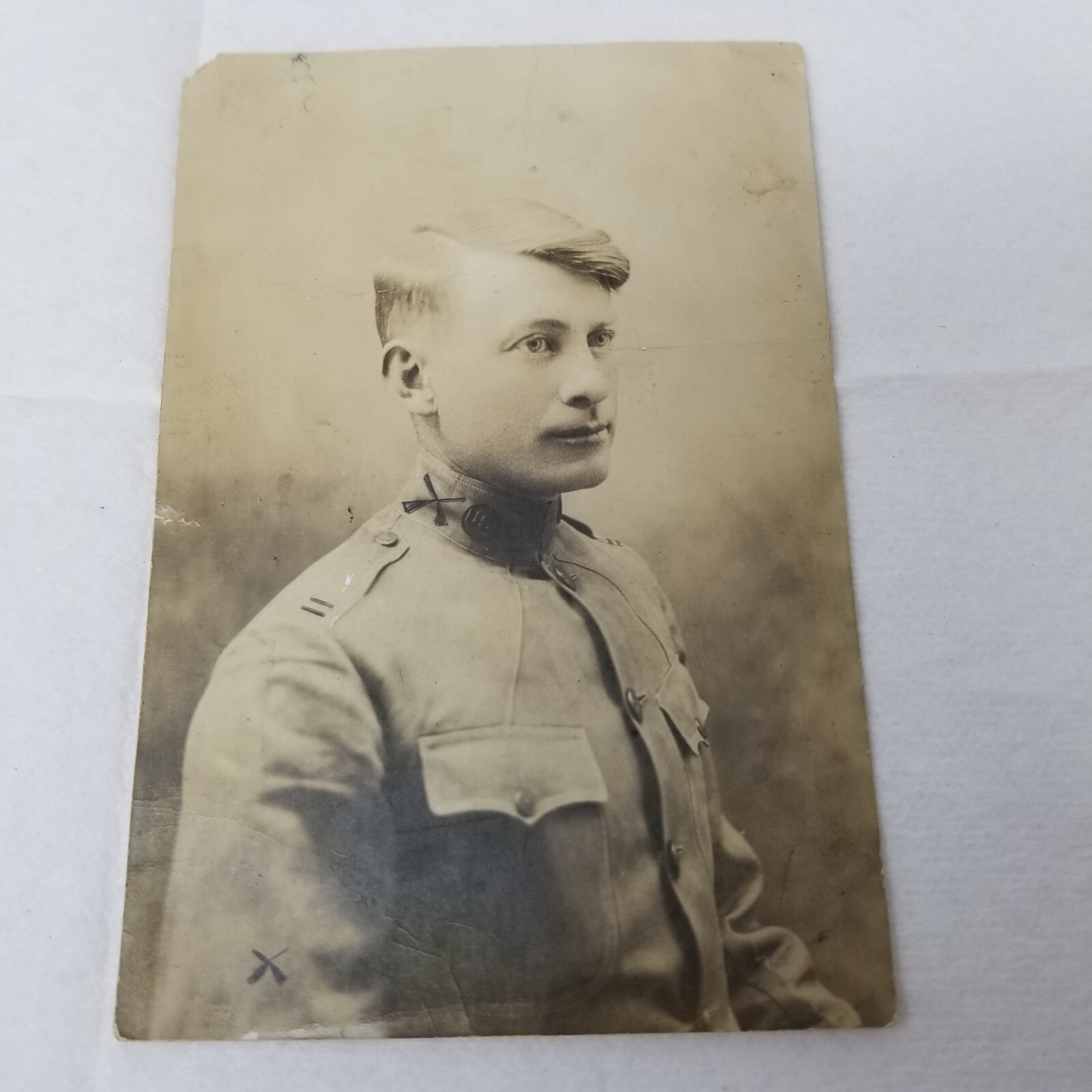 1918 WWI U.S. Army Second Lieutenant Photo Military Portrait on Card Stock
