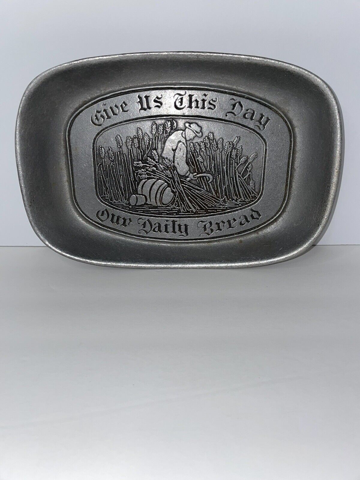 Pewter Give Us This Day Our Daily Bread Vintage Plate Tray Wilton Columbia