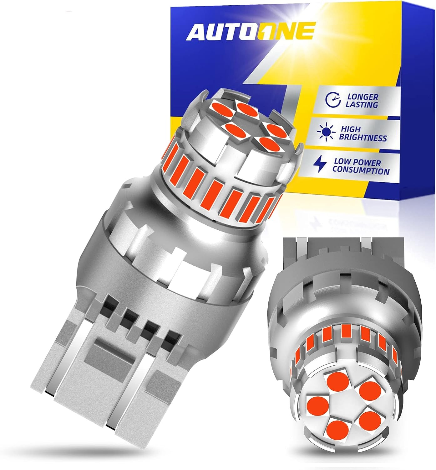T20 W21W 7440 LED Brake Light Bulb Red Strobe Flashing 6W