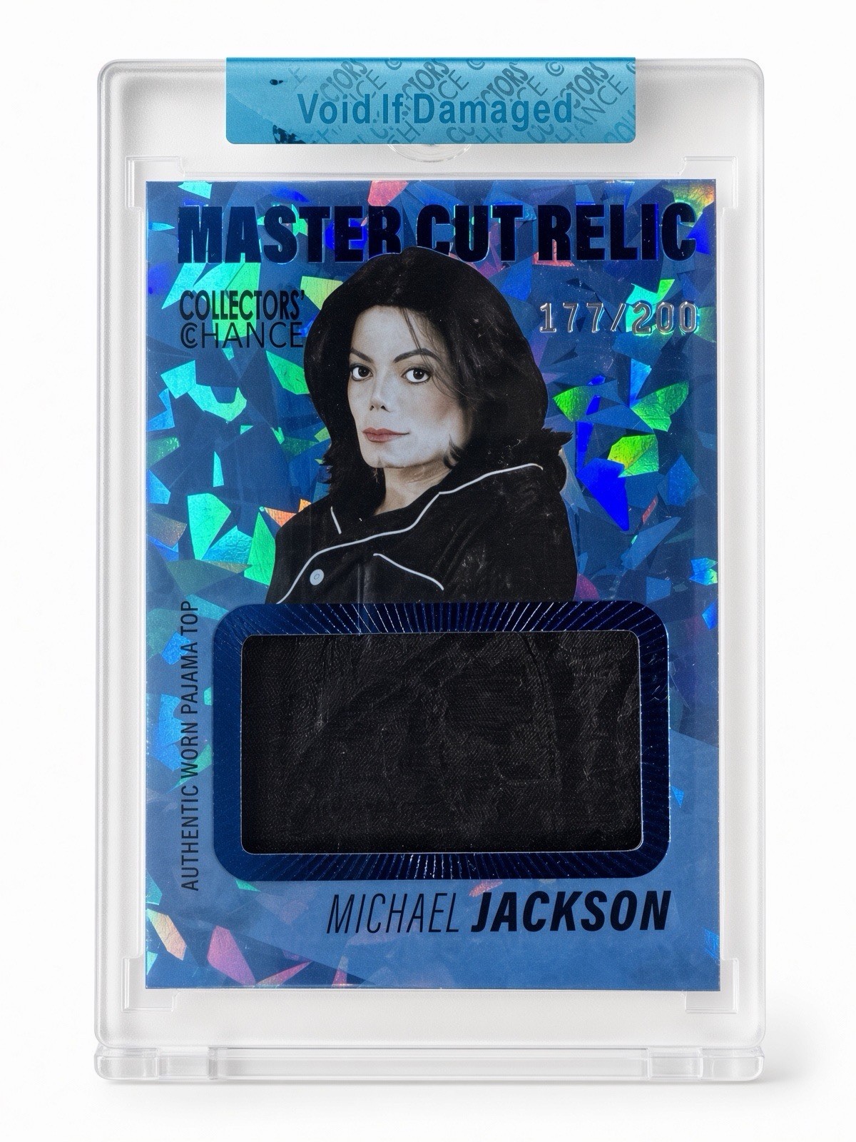 Michael Jackson Worn Pajama Relic Trading Card Blue Cracked Ice Edition 182/200