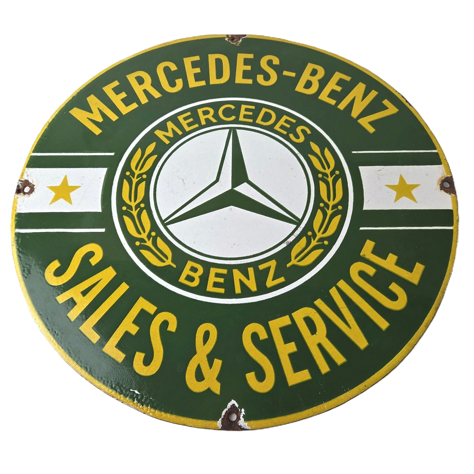 Vintage Mercedes Benz Sign - Porcelain Auto Shop Sales Service Gas Pump Sign Vintage Mercedes Benz Sign - Porcelain Auto Shop Sales Service Gas Pump Sign