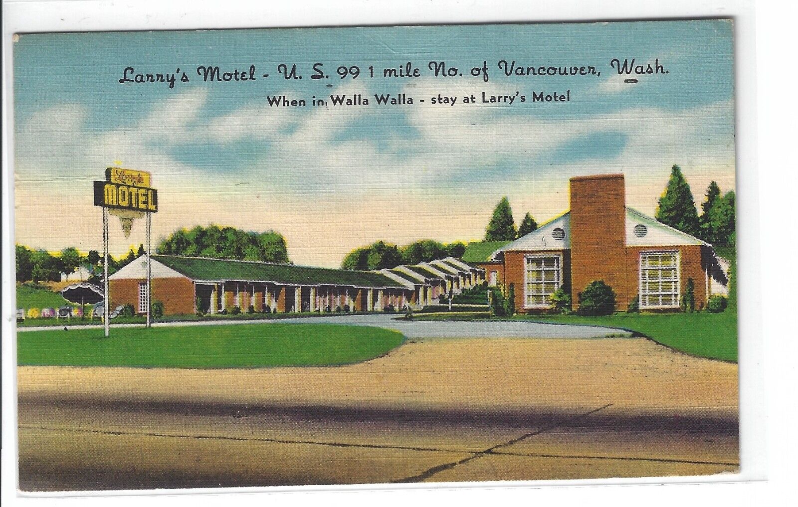 Larry's Motel Vancouver WA Vintage Linen Postcard #314