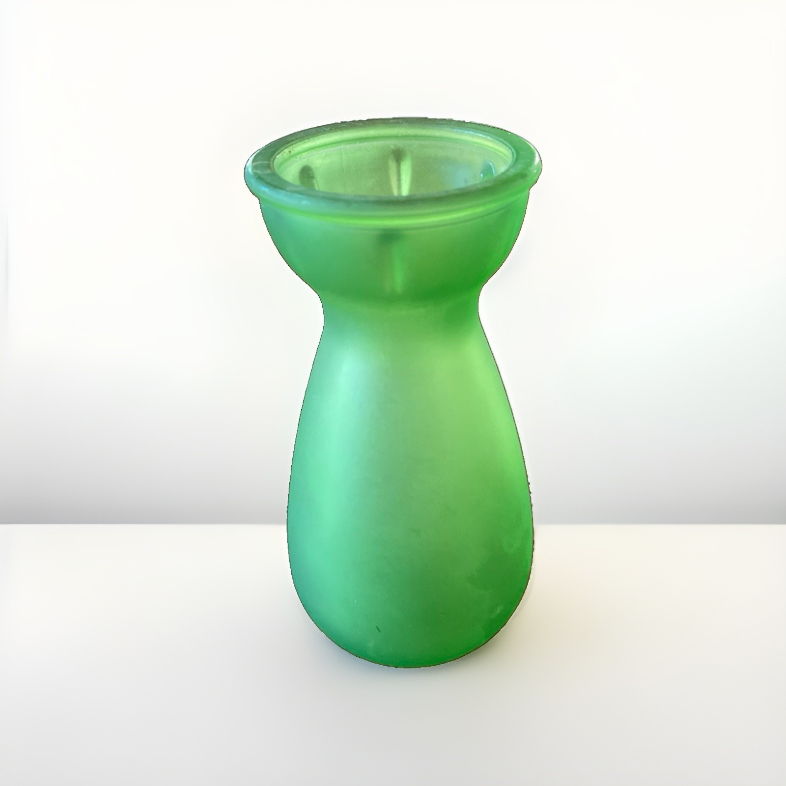 Vintage Green Glass Vase EEC Product Narrow Neck Decor Collectible
