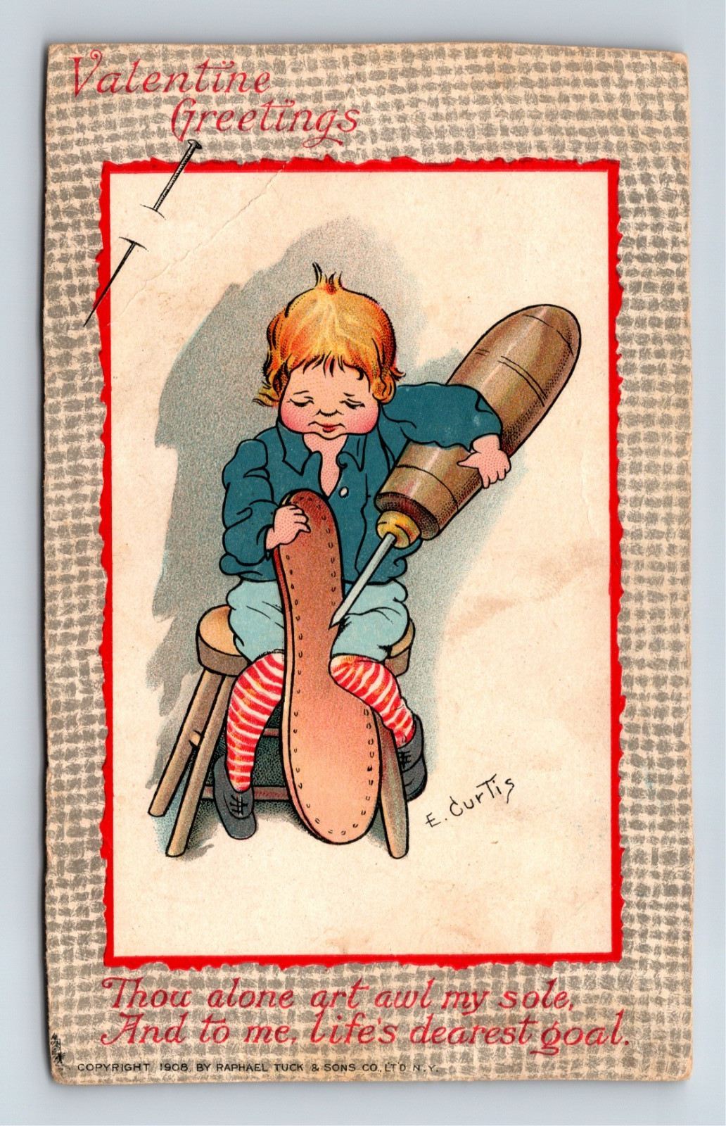 Valentine Greetings Thou Art Awl My Soul- Raphael Tuck & Sons 1908 Postcard