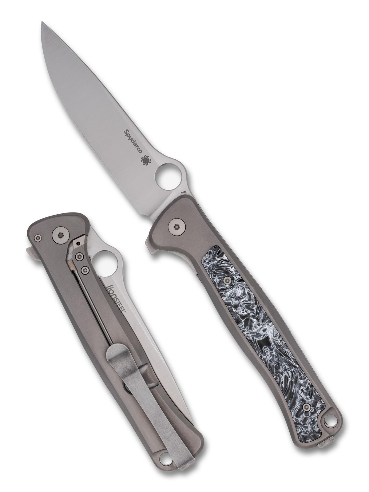 Spyderco Slym Knife C271TIP Satin Plain Edge M390 Blade Titanium w/Carbon Fiber
