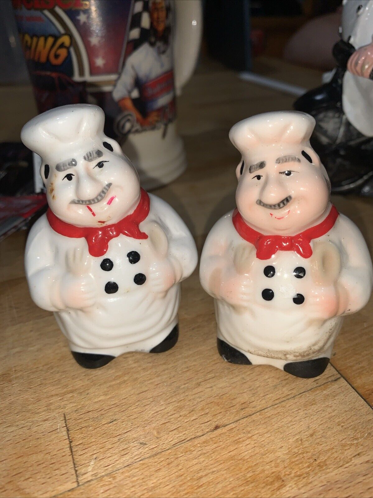 Italian Fat Chef Vintage Salt/Pepper Shakers Set of 2 Chef and Sous Chef