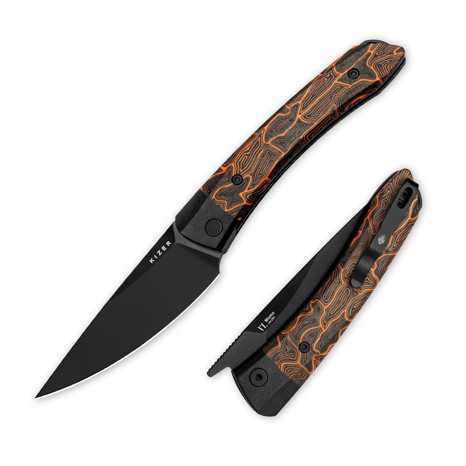 Kizer Momo Pocket Folding Knife, 4.11” 14C28N Blade EDC Pocket Knife with