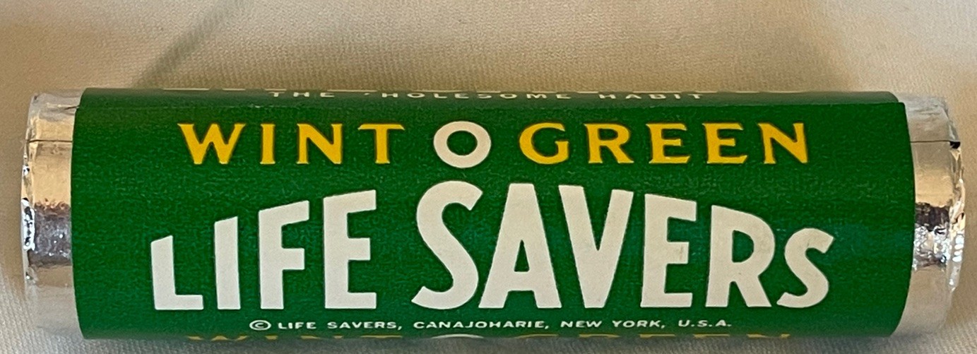 Vintage 1950’s WINT-O-GREEN  LIFE SAVERS CANDY ROLL  Sealed  New Old Stock
