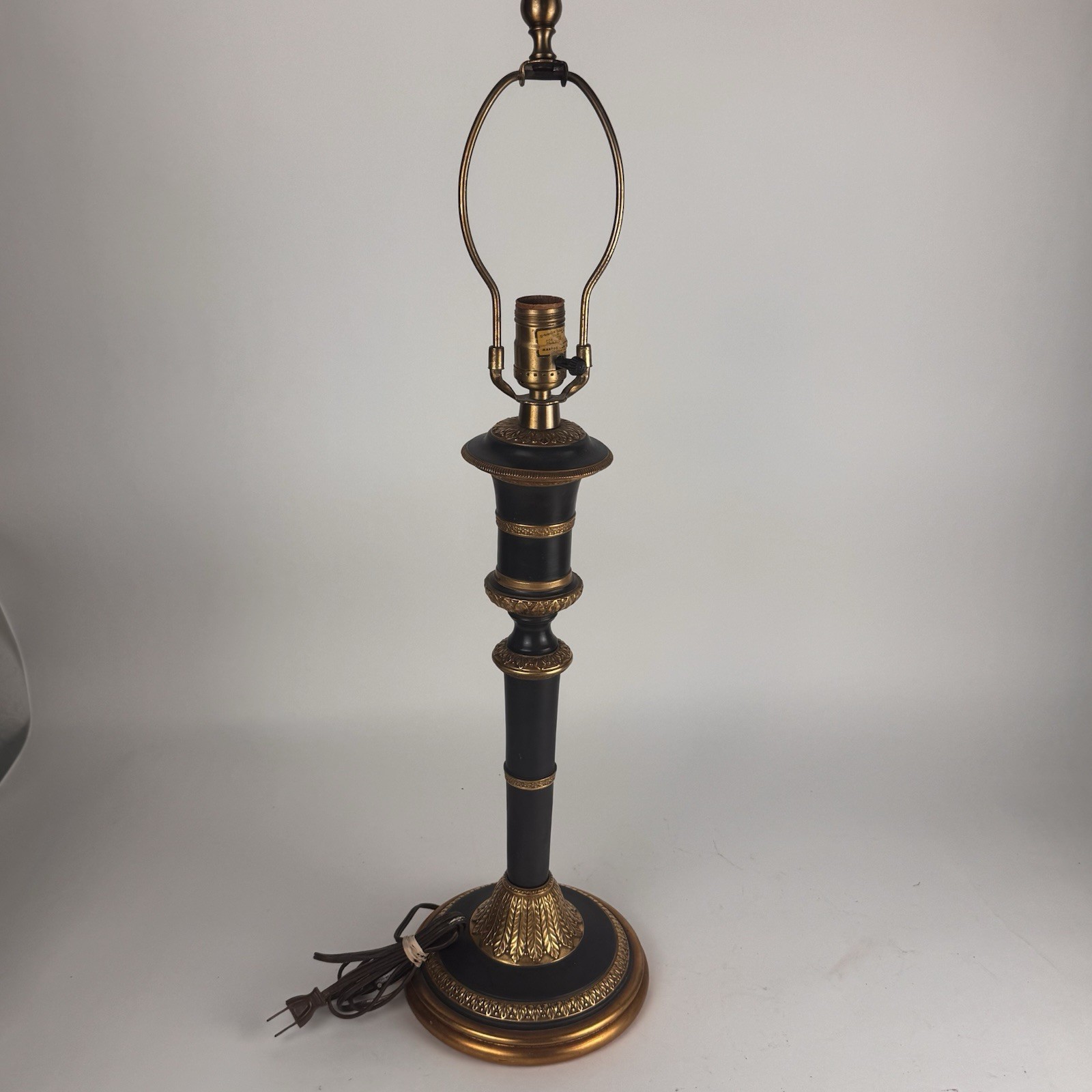Vintage Marbro Lamp Co Black & Gold Neoclassical Table Lamp Hollywood Regency