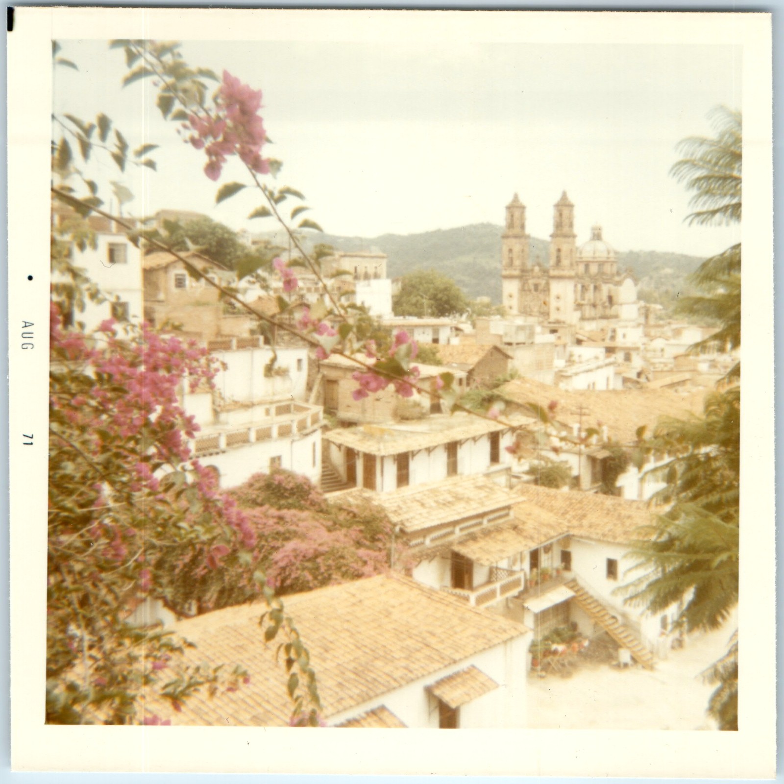 1971 Taxco Mexico Santa Prisca Church Snapshot Photo Bougainvillea Colonial Vtg 1971 Taxco Mexico Santa Prisca Church Snapshot Photo Bougainvillea Colonial Vtg