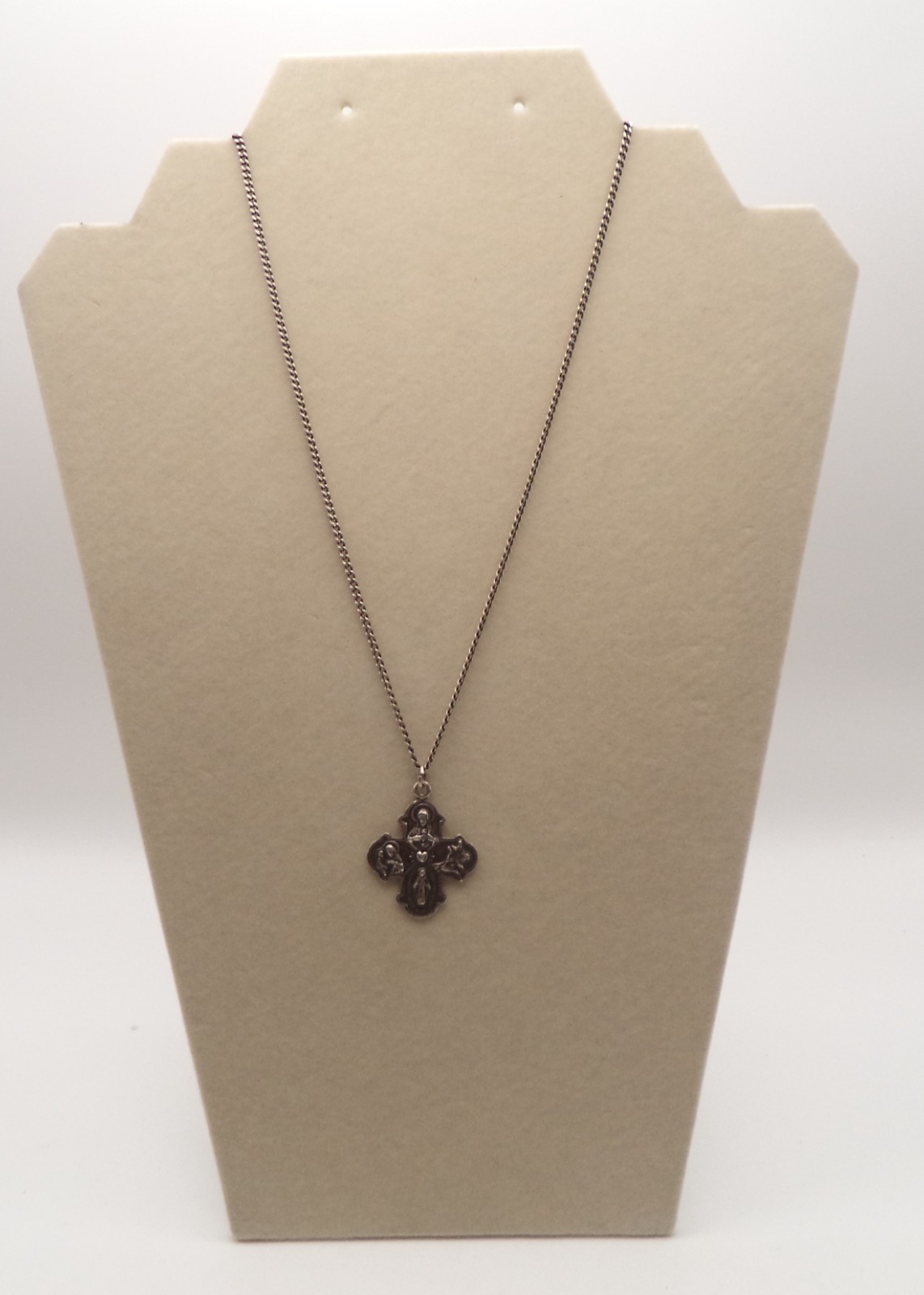 Vintage Creed Sterling Silver 4 Way Medal Necklace 26 Inch Continuous Chain