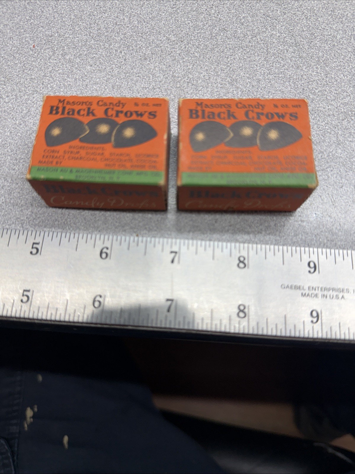 2, Antique 1930s Mason\'s Candy Black Crows Brooklyn, NY Licorice Drops Empty Box