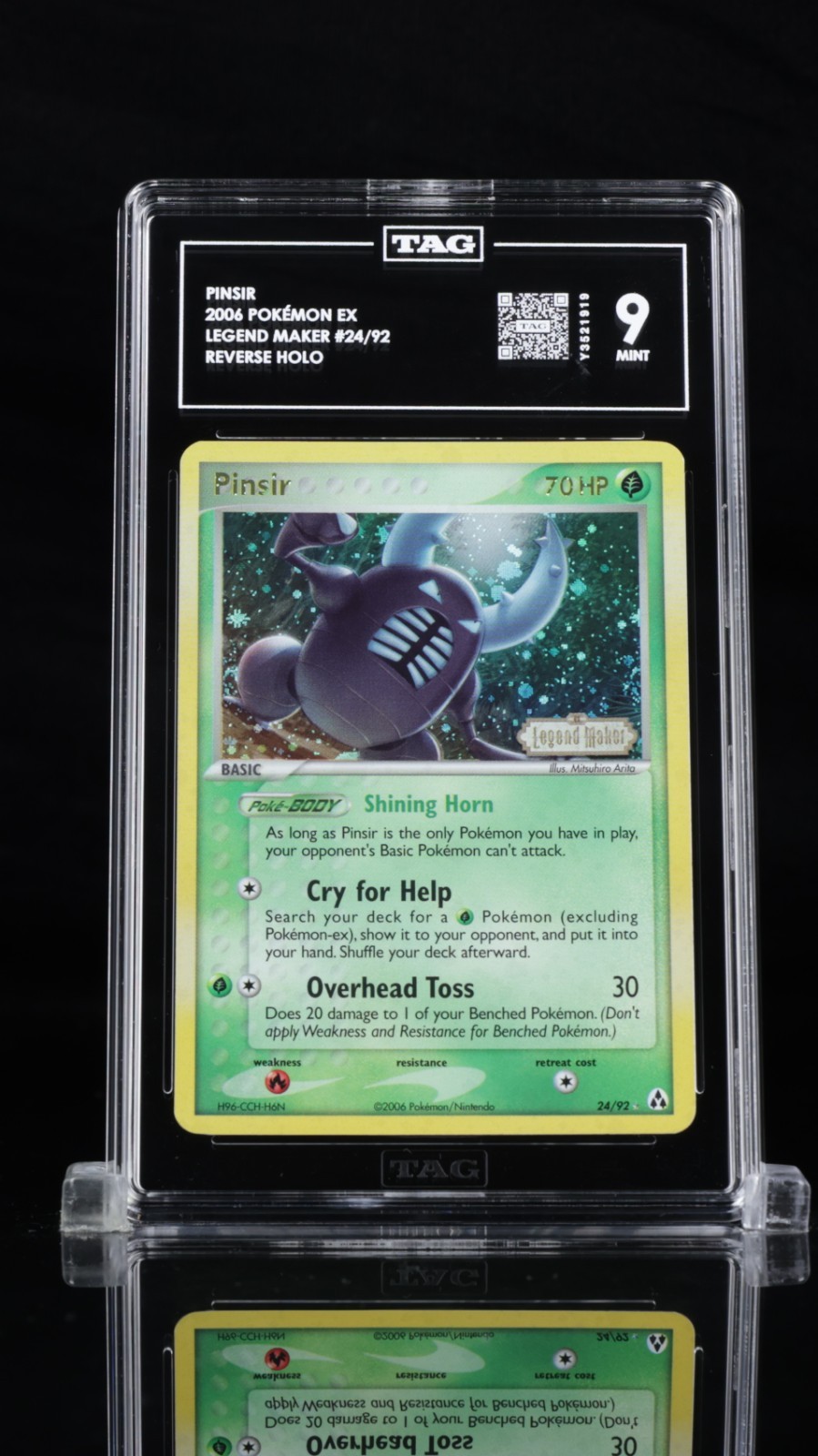 TAG 9   - Pinsir - 24/92 - Legend Maker - Pokemon Reverse Foil Holo English PSA