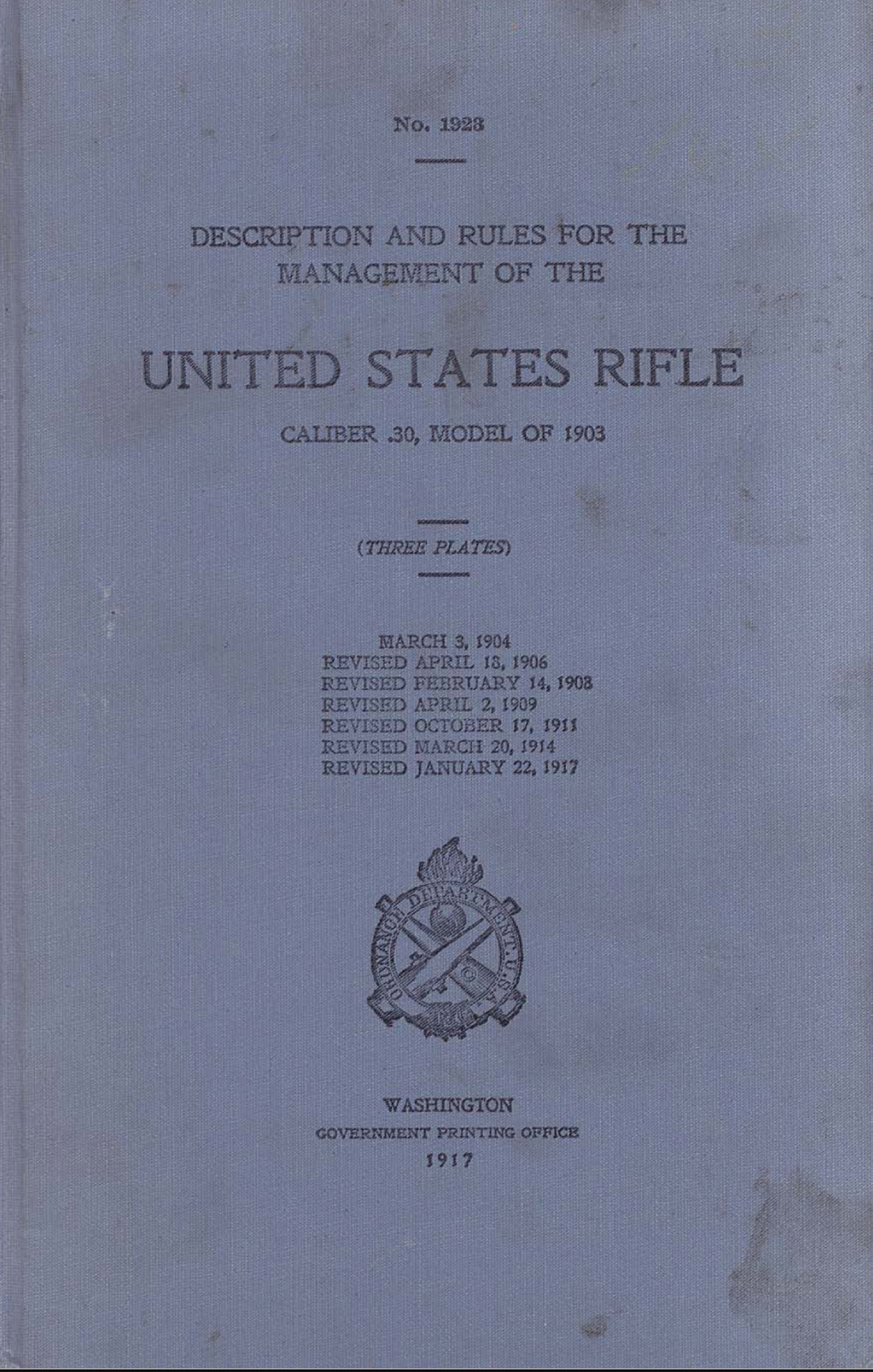 85 Page U.S. 1917 Handbook Rifle, Caliber .30, Model 1903 Manual on Data CD