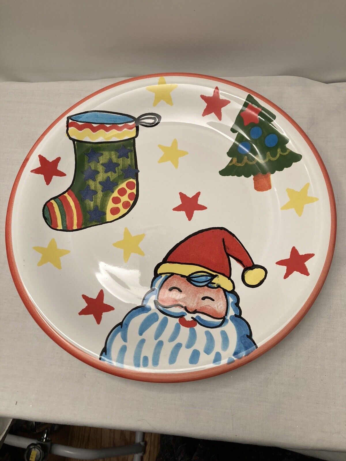 Vintage Bellissima Santa Christmas Plate 10” Cookie Plate Italy