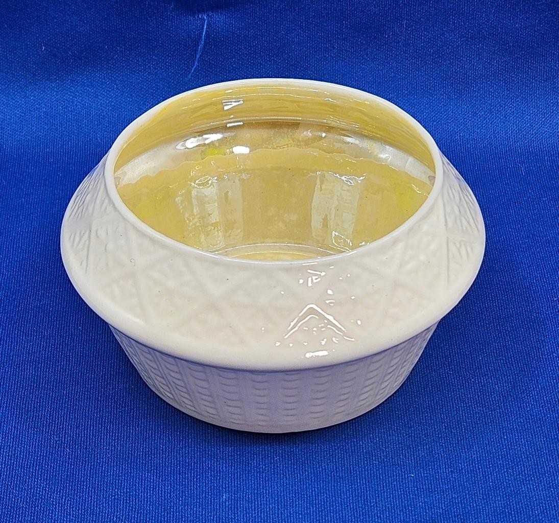 Vtg Belleek Cleary Porcelain Cane Panel Basketweave Open Sugar Bowl 6th Mark