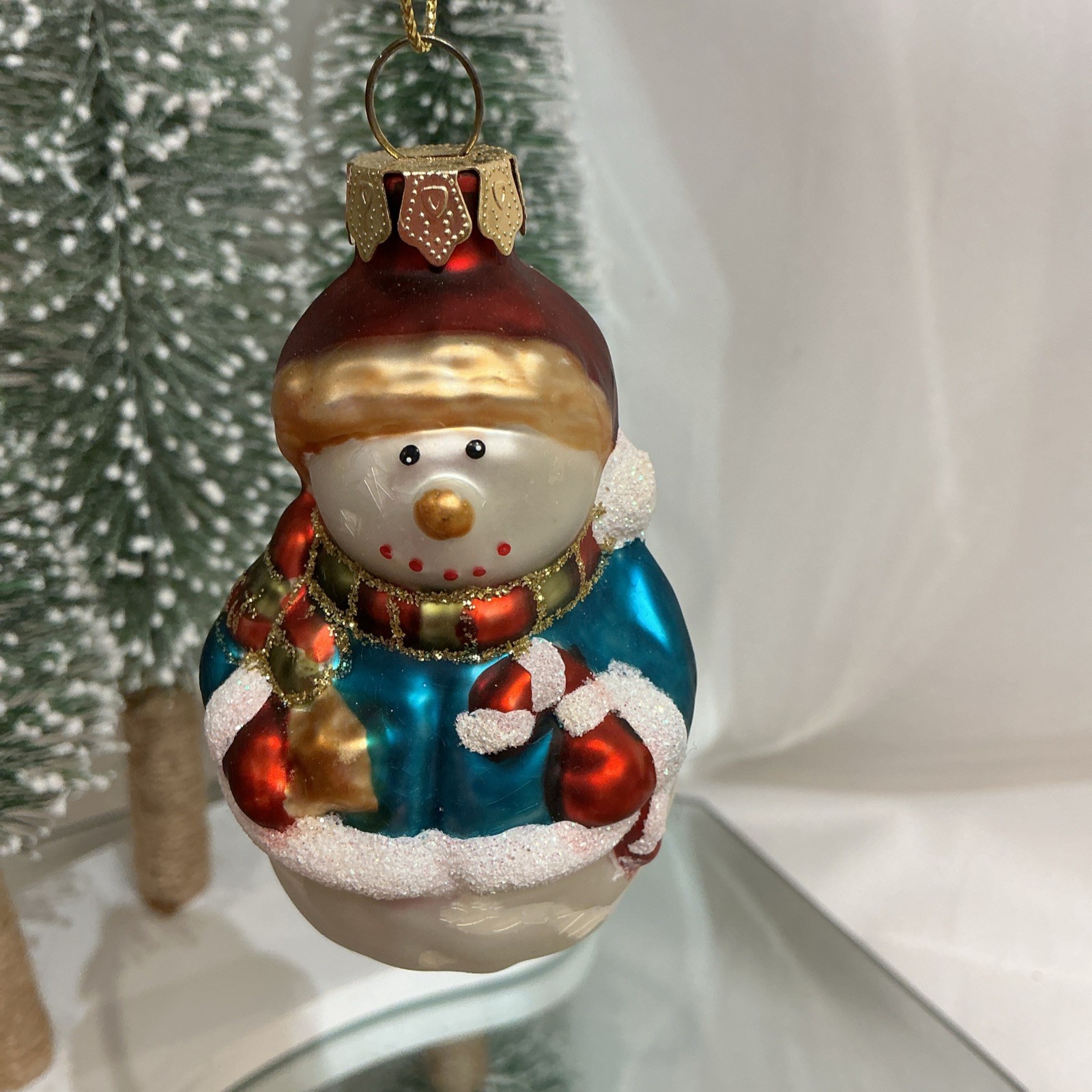 Vintage 3.5” Snowman Glass Ornament Vintage 3.5” Snowman Glass Ornament