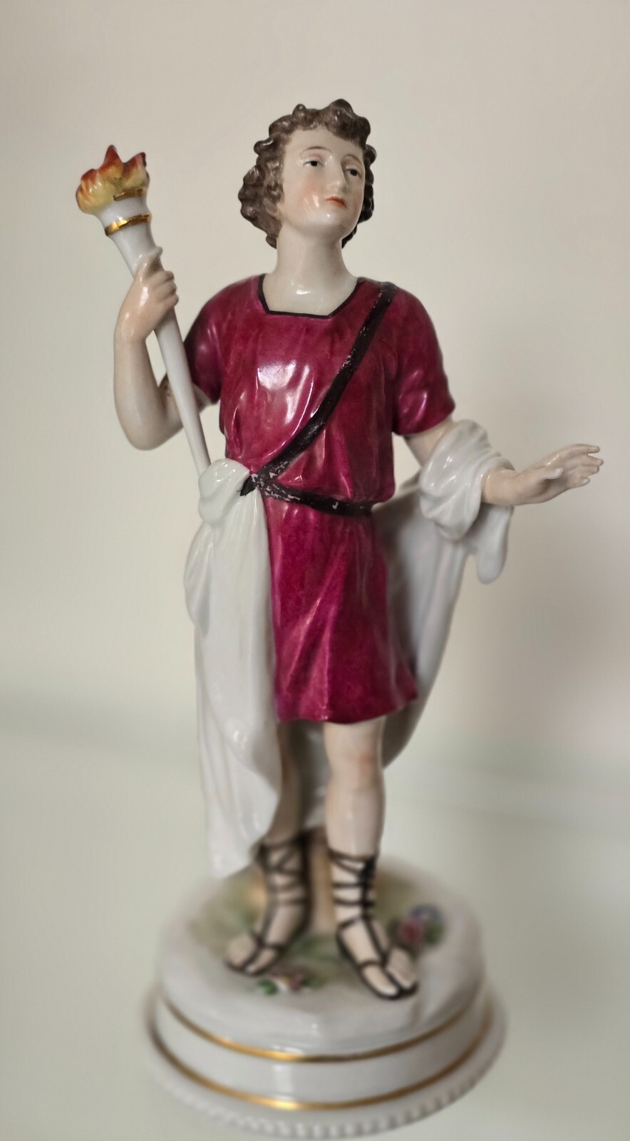Antique Richard Ginori Blue Crown N Olympic Torch Bearer Porcelain Figurine 1850