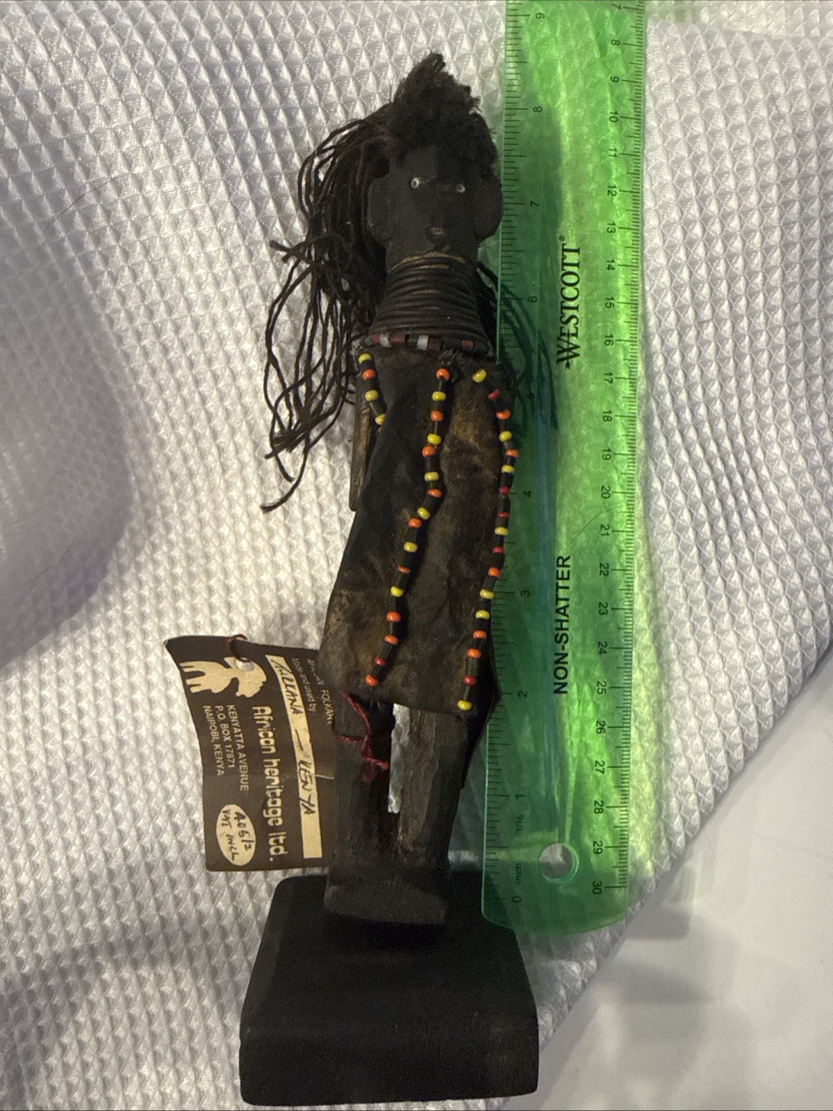 Vintage African Folk Art Hand Carved Turkana Wooden Doll Nairobi Kenya Fertility
