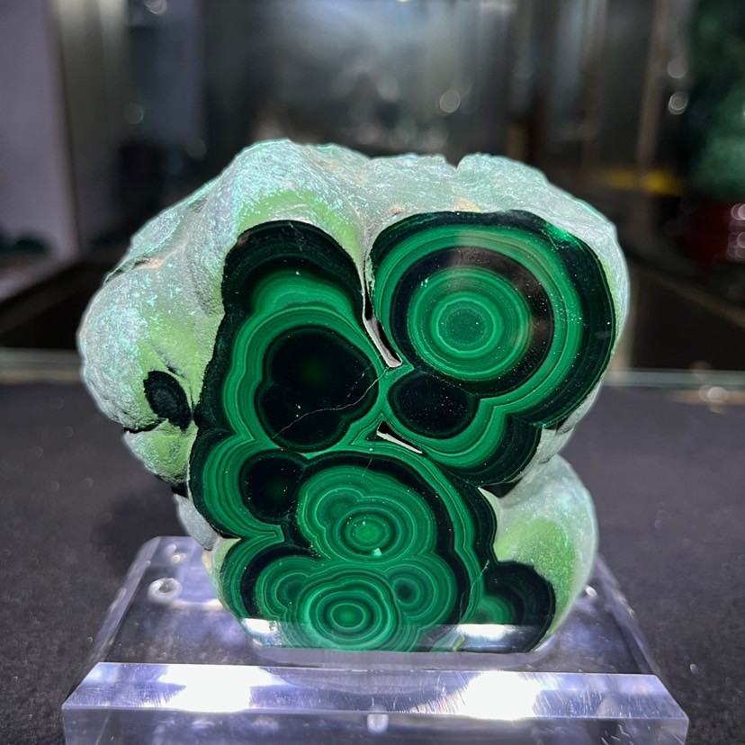 1.54LB Rare Natural Malachite Quartz Crystal Mineral Specimen+Stand Healing