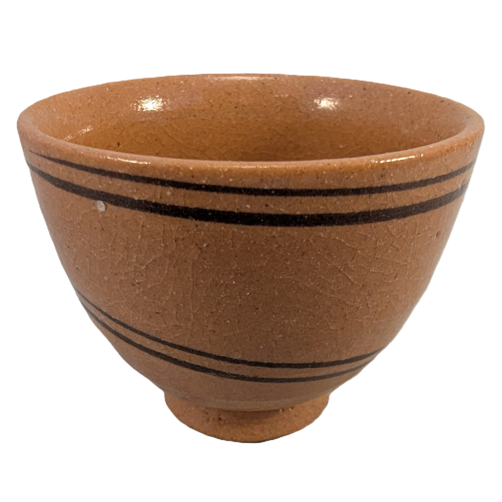 Enzan 延山 Japanese Seto Pottery Sake Cup Guinomi Orange Swirl Japan