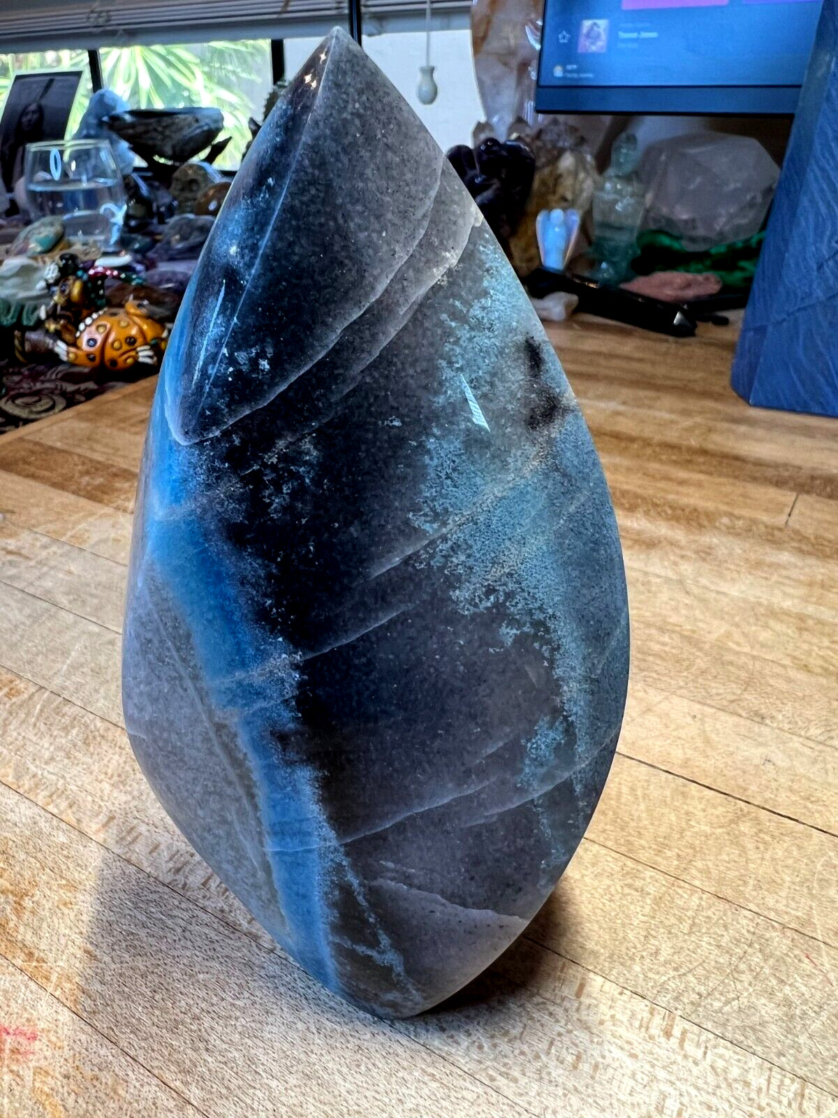 Trolleite Crystal Gemstone Carved Flame Spear Curved Standing Point Specimen 700
