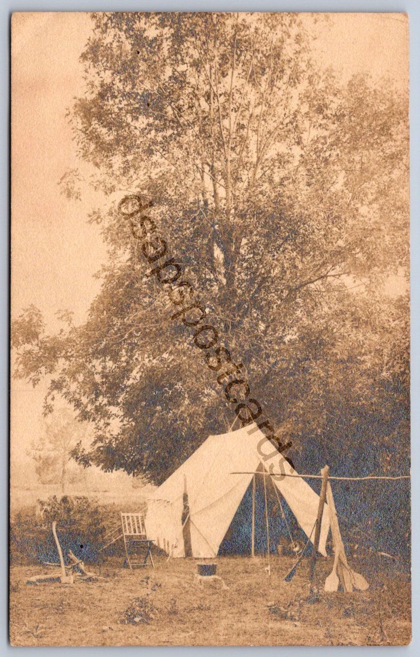 K53/ Ludlow Falls Ohio RPPC Postcard c1910 Camping Tent Camp Heap Vight 432