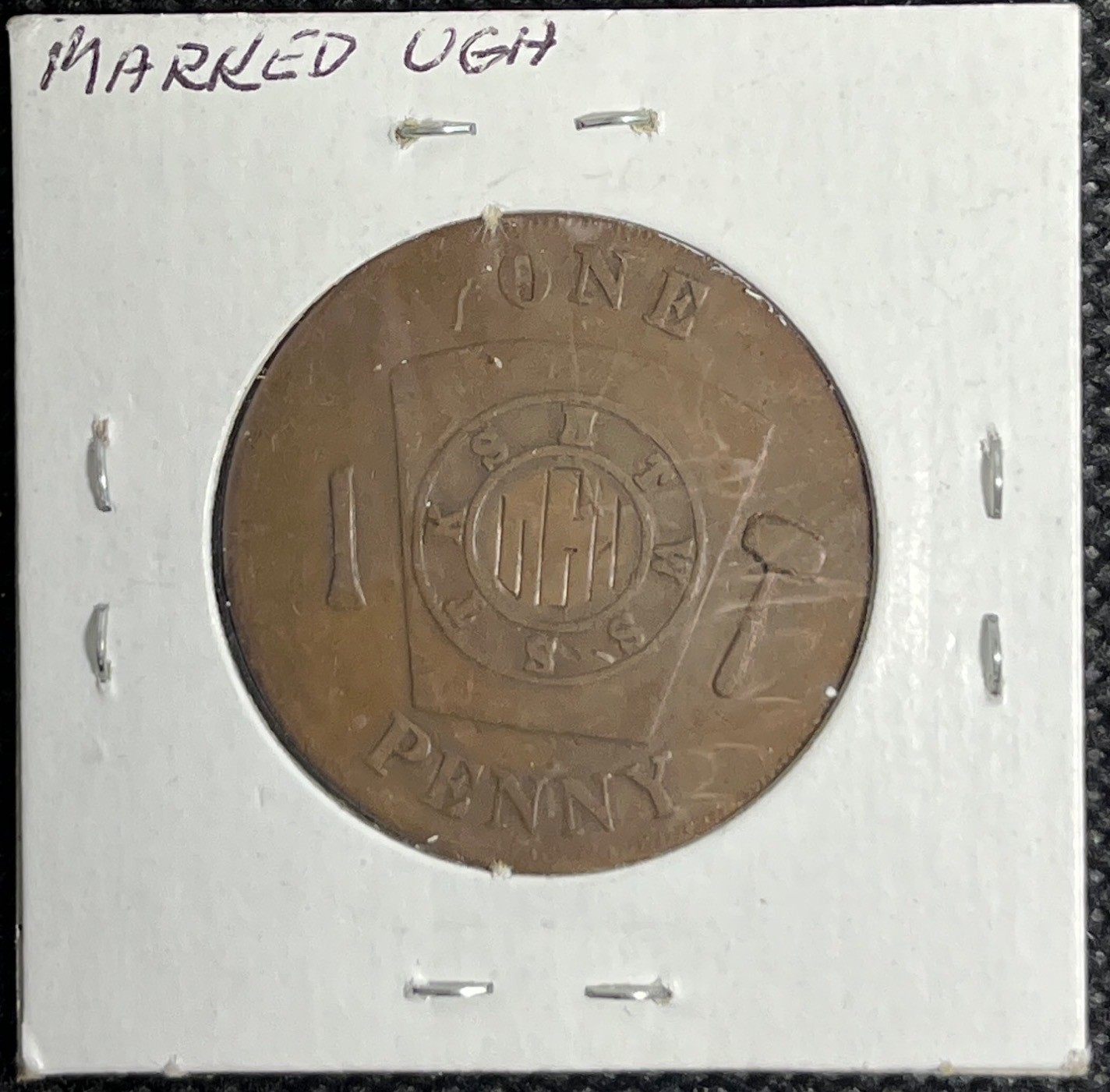 1856 Glens Falls NY Gideons Falls RAM Masonic Token Chapter 58 Off Center Error