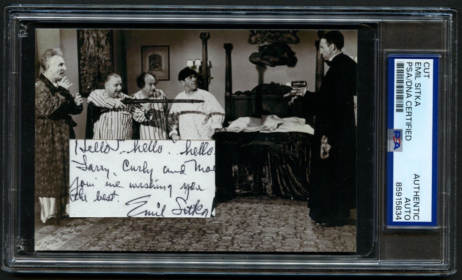 Emil Sitka signed autograph 3.5x5 Actor The Three Stooges Custom Cut PSA Slabbed