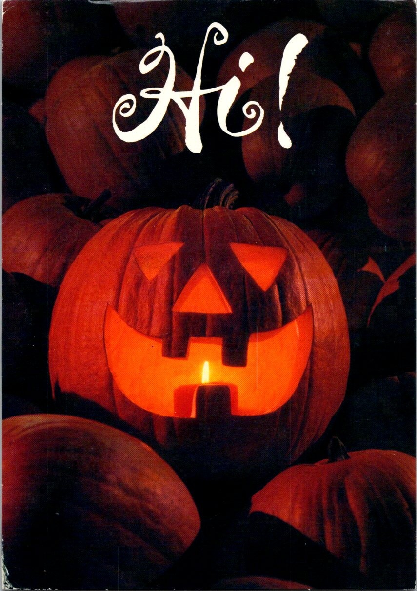 Hi Pumpkin Halloween Jack O\' Lantern Continental Postcard B244 Hi Pumpkin Halloween Jack O\' Lantern Continental Postcard B244