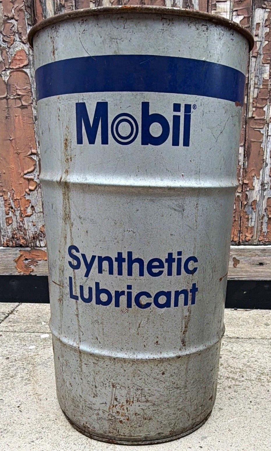 Vintage Mobil Delvac Synthetic Gear Oil 75W-90 Metal Drum NASCAR Garage Dec