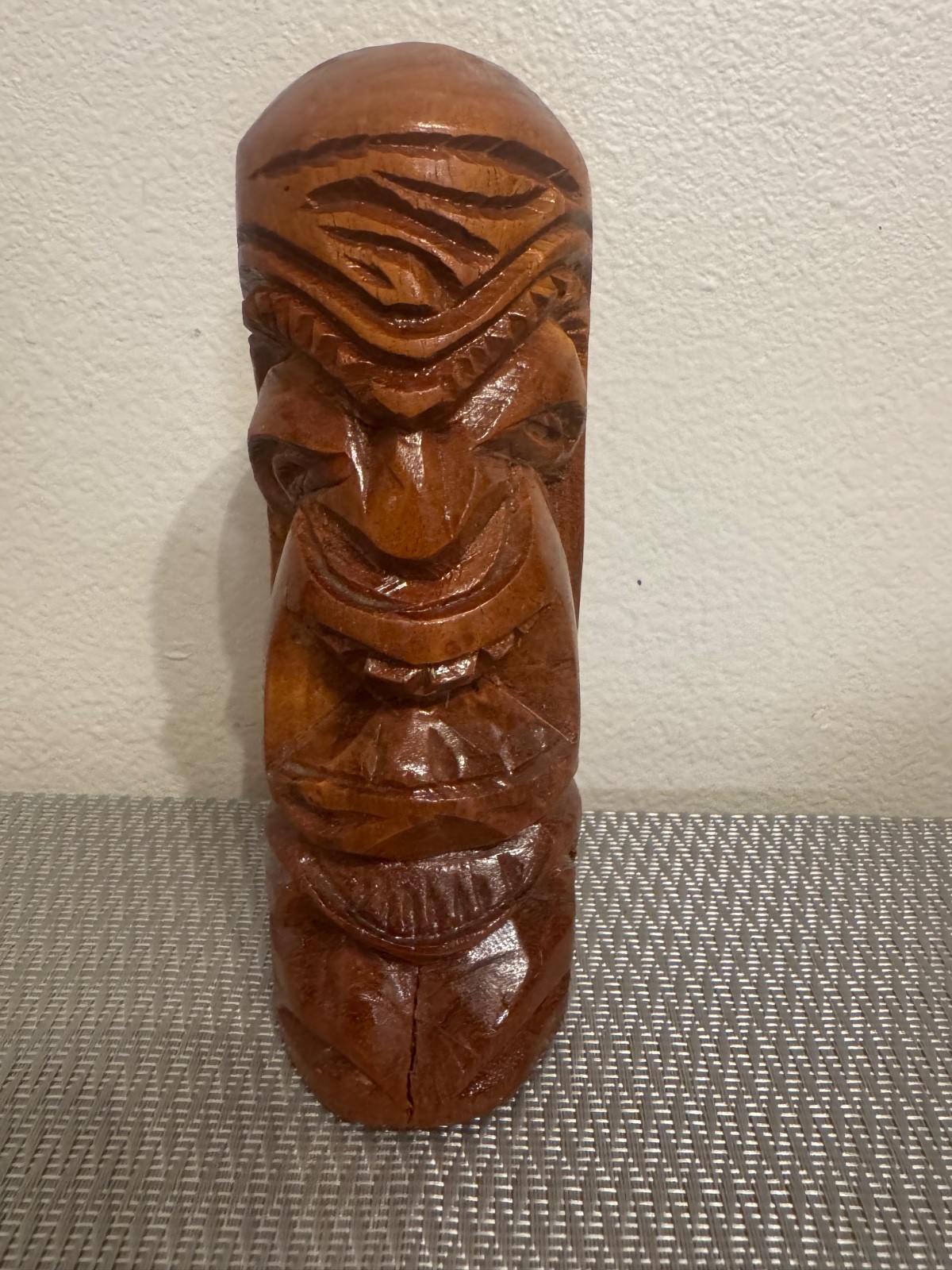 Hand Carved Wooden Tiki Statue Carving Totem Maui Hawaiian Man Cave Bar