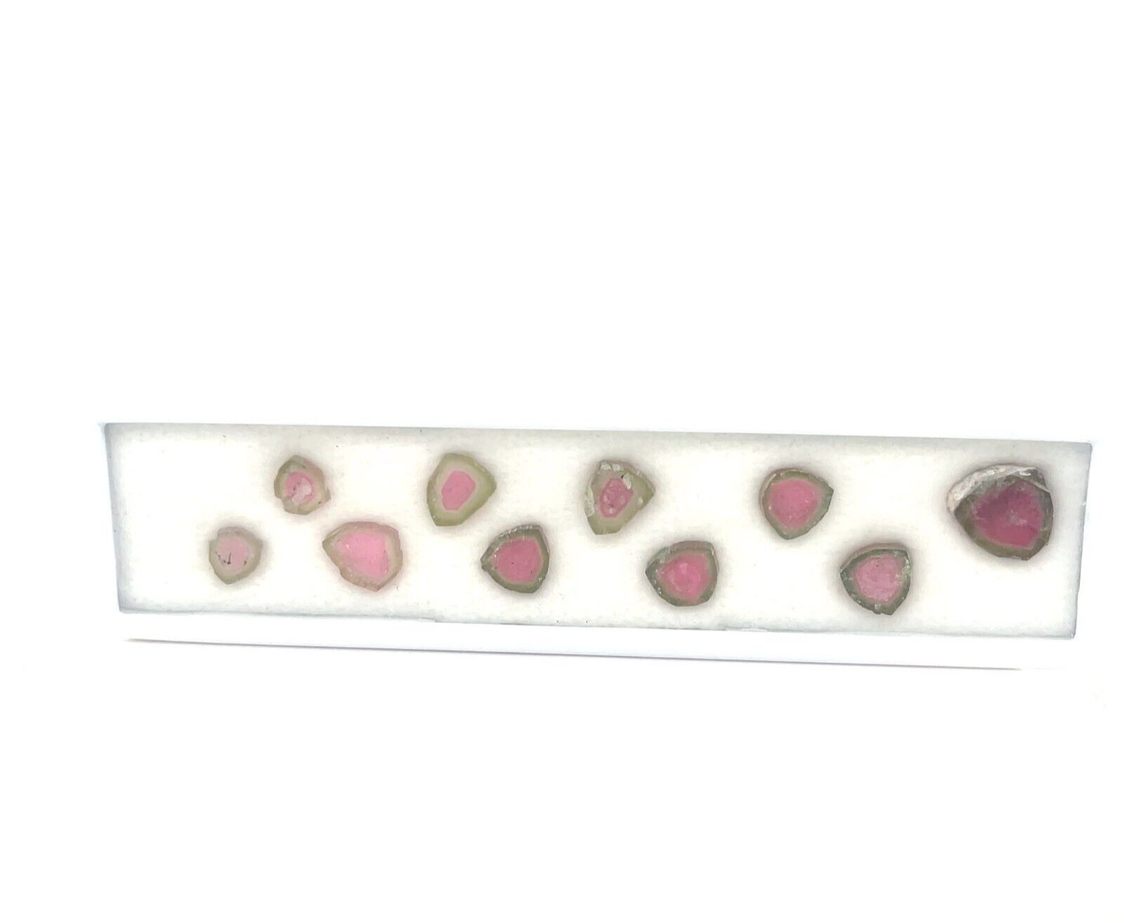 Set of ten natural watermelon tourmaline slices 36.5 Ct