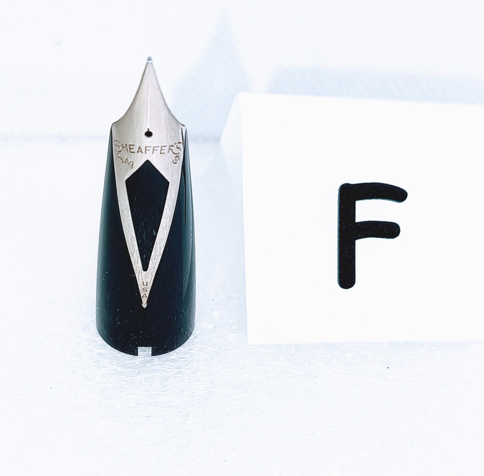 MINTY Sheaffers PFM Fountain Pen Palladium Inlaid Fine Nib Assembly Gray PdAg