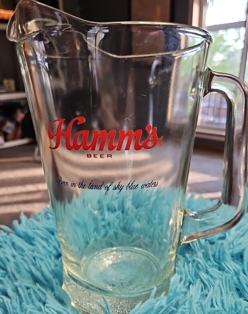Vintage Hamm's Beer Glass Pitcher Born in the Land of Sky Blue Waters