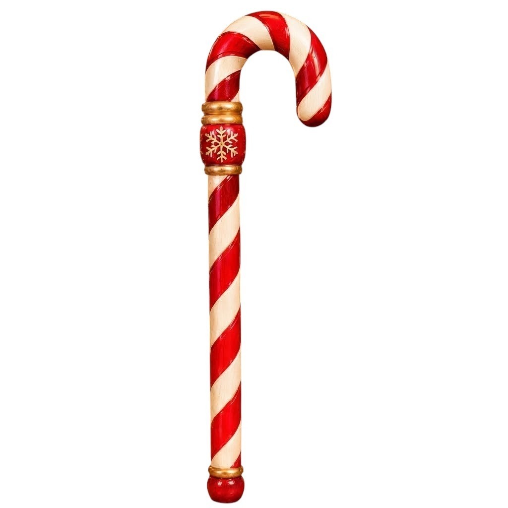 Santa Candy Cane Walking Cane Wooden Festive Holiday Costume Prop 37\
