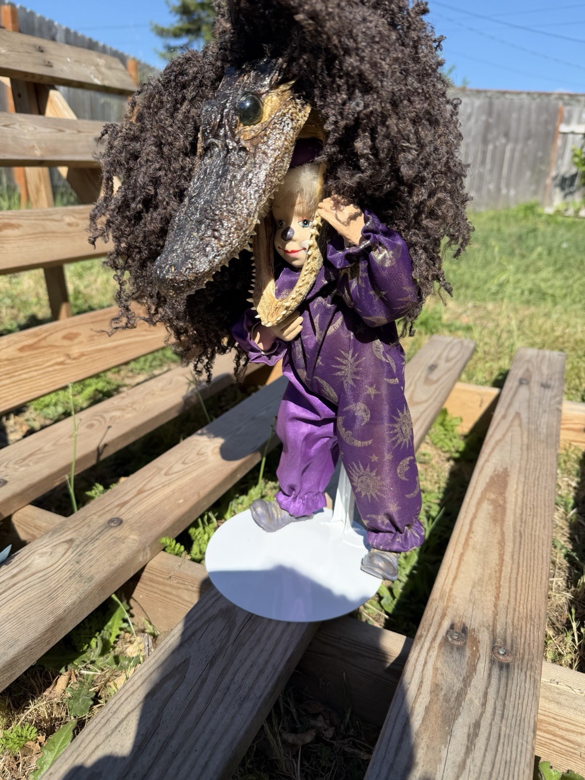 Rare Taxidermy Alligator head Vintage Antique Porcelian art doll