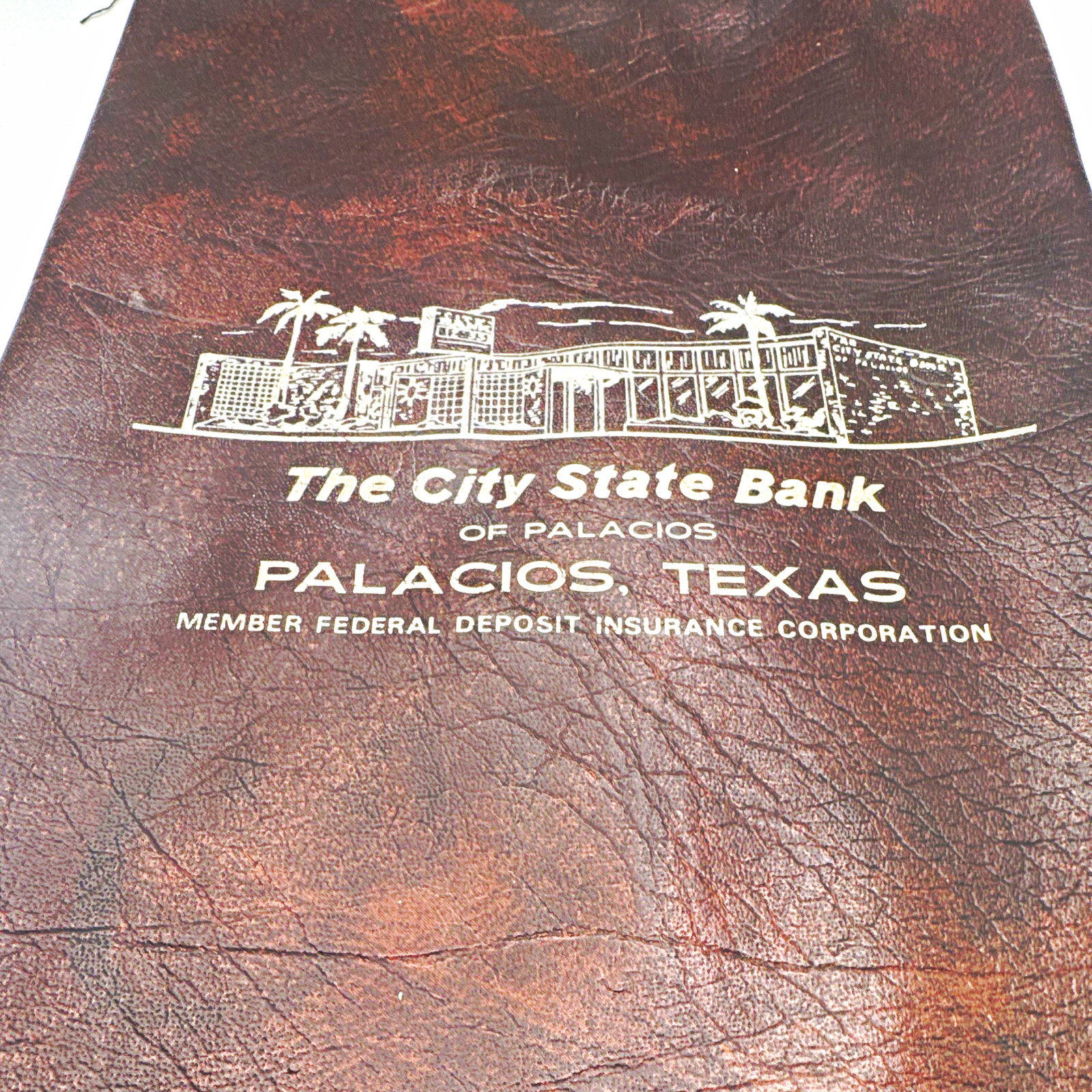 The City State Bank of Palacios TX Brown Zippered Deposit Bag Banking Theme