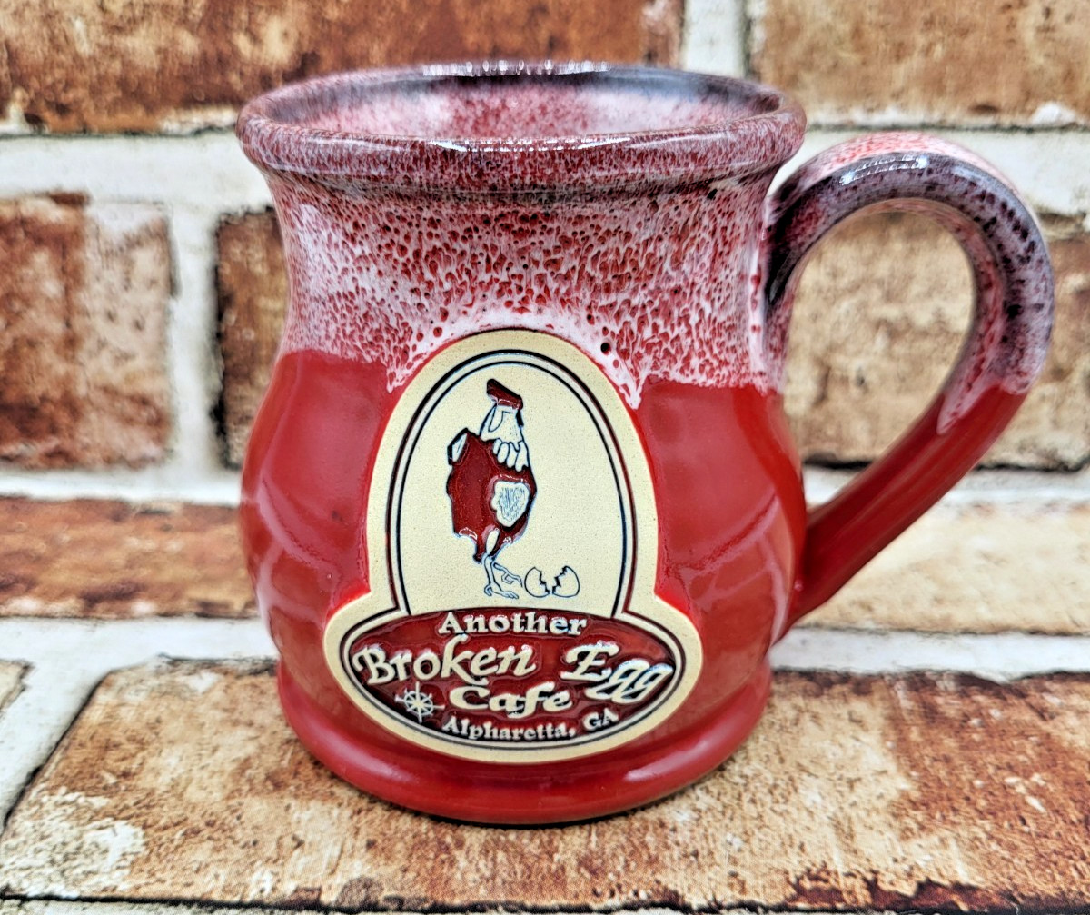 Deneen Pottery Mug 2013 Red White Drip *Another Broken Egg Cafe* Alpharetta Ga.* Deneen Pottery Mug 2013 Red White Drip *Another Broken Egg Cafe* Alpharetta Ga.*